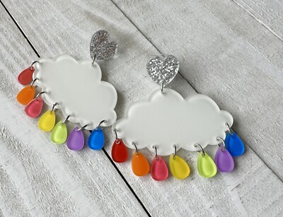 Cute Rainbow Rainbow Drop Cloud Earrings Acrylic Jewelry 3 