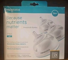 Nanabebe 3-Pack Breastmilk Baby Bottle 5 oz/150ml Teal 0M