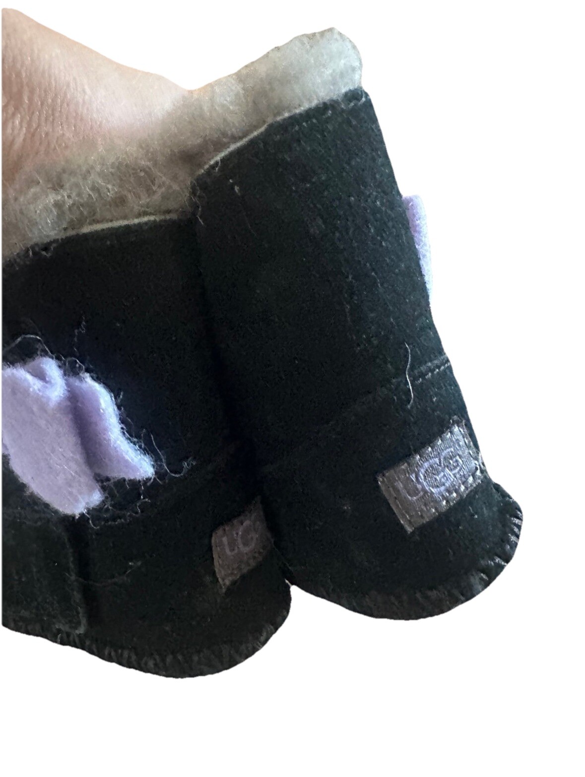 Black and purple Ugg boots gray fur lined 4/5 Cassie Bow Boot image 3