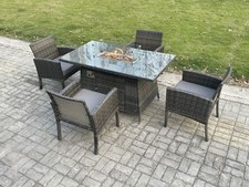 Image of Fimous 12 Option Rattan Dining Table Chair Set Garden Furniture Dark Grey Mix