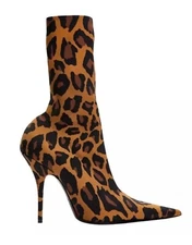 BALENCIAGA LEOPARD PRINT STRETCH KNIFE ANKLE BOOTIES🐆