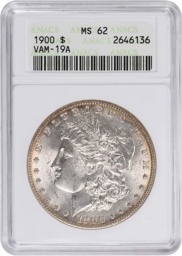 1900 VAM 19A Morgan Silver Dollar MS62 ANACS