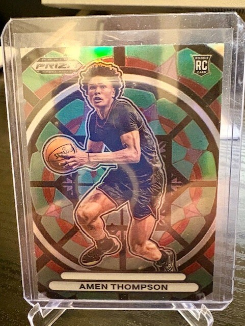 2023-24 Amen Thompson Prizm Draft Picks Stained Glass CASE HIT SSP RC Rockets