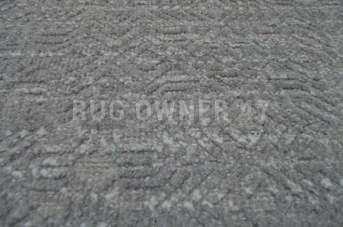 9X12 Oushak Geometric Rug Grey Colour Hand-Knotted Wool Area Rug 15054 - Picture 2 of 7