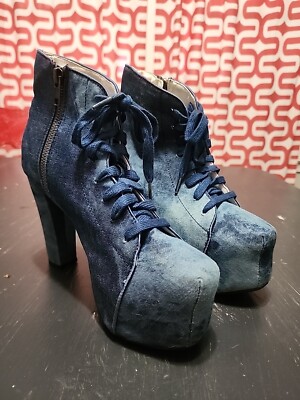 YRU FINALE DENIM PLATFORM BOOTS Women's 6.5