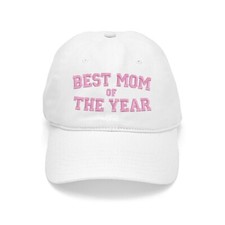 Best Mom of the year embroidered white cotton cap hat, Mother's Day gift pink 
