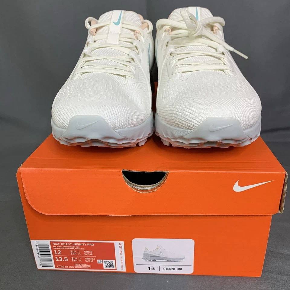 Nike React Infinity Pro Golf Shoe Mens 12 Sail/Light Dew Crimson Tint CT6620-108 - Image 2 of 4