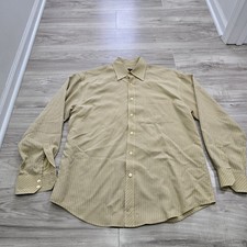 Bugatchi Uomo Shirt Men's Large Plaid Button Up Long Sleeve Yellow Blue