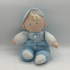 Vintage Terrycloth 10  Eden Blue Boy Plush Doll Yarn Hair Terry Cloth