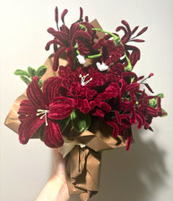 Artificial Burgundy & Green Floral Flower Bou...