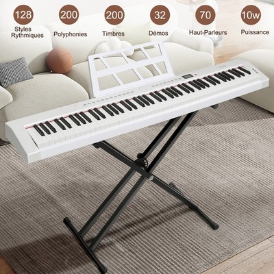 Glarry 88 Tasten Semi-gewichtet LED Bluetooth Digitalpiano mit Ständer Kopfhörer