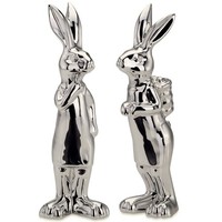 Deko Hasen Paar Je 18 Cm 2Tlg Porzellan Stehend Hasenfiguren Set Ostern Wohndeko