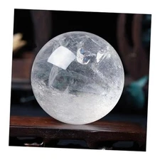 Clear Crystal Ball with Stand - Real Quartz Crystal Sphere for Decoration - 