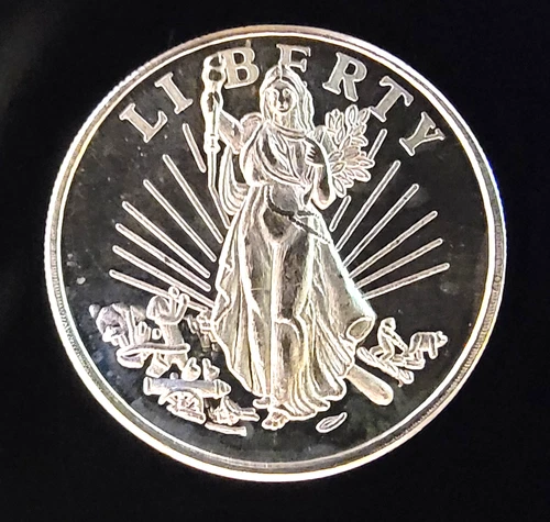 St Gaudens Standing Liberty Design Bullion-999 Silver 1 Oz Ounce Art Coin Round
