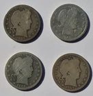 1907 P D O S 25c Barber Silver Quarter - 4 Coin Mint Mark Set - 🇺🇸