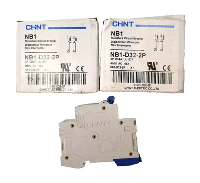 Lot of 2 Chint Miniature Circuit Breakers NB1-D32-2P 480V AC 5kA 2P D32A UL1077