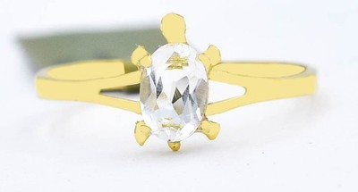 ECHTER 0,75 kt WEISSER SAPHIR SCHILDKRÖTENRING 10 K MASSIV GOLD - kostenloser Bewertungsservice