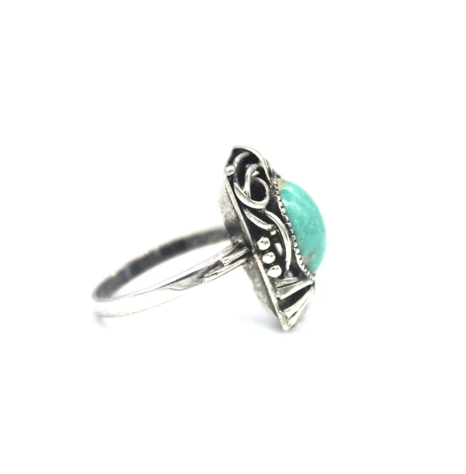 Ring 800 Sterlingsilber Art Deco Türkis RW 52 Damenring - Bild 4 von 4