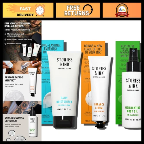Tattoo Care Preservation Pack - 3 Piece Anti-Fade Routine for Vibrant Ink - product listing photo