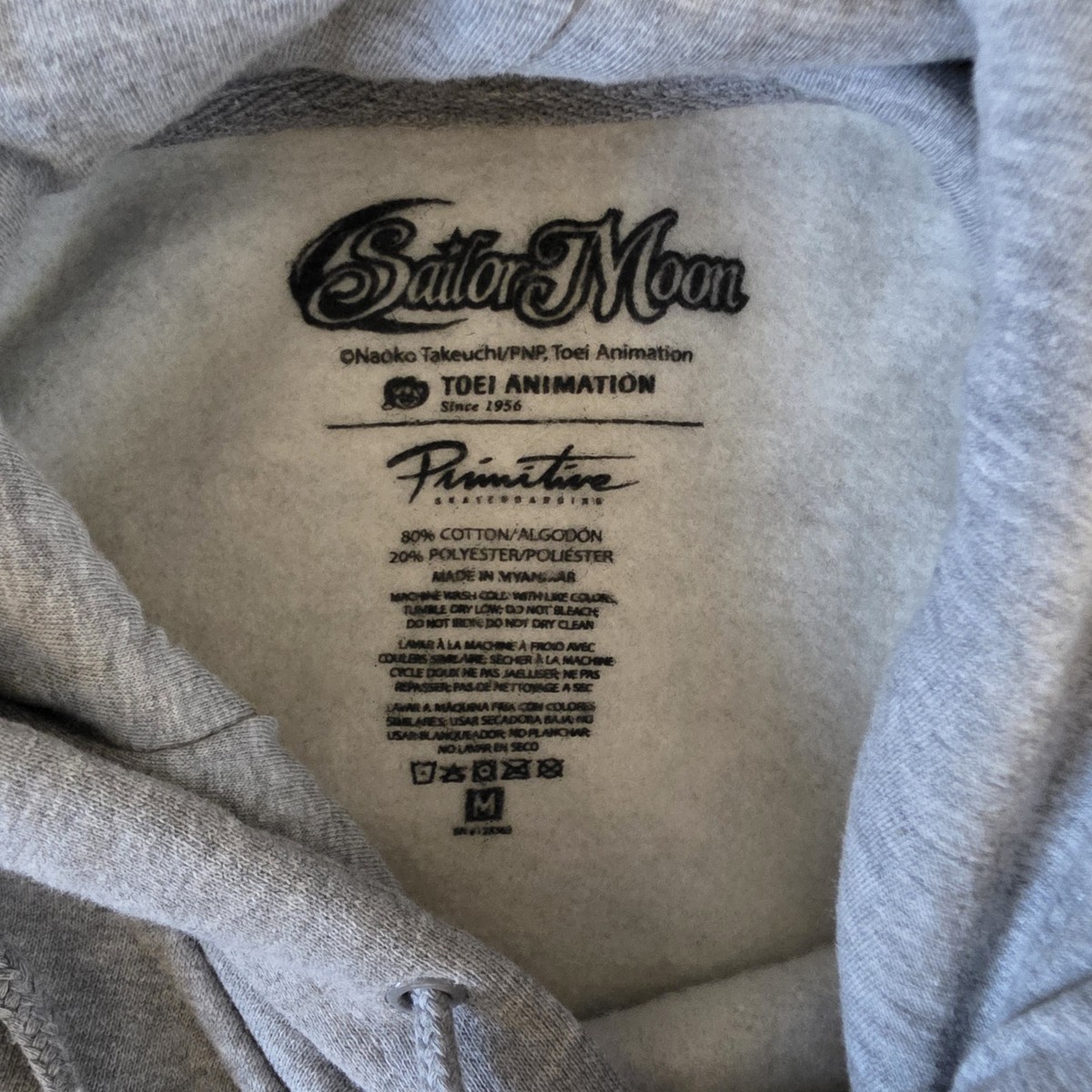 Hoodie Primitive Skateboard Super Sailor Moon Heather Grey Medium 