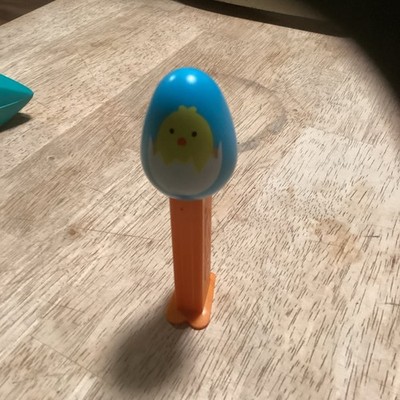 2012 PEZ Dispenser  BLUE EASTER EGG w/Hatching Chick On ORANGE STEM HTF RARE