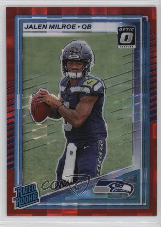 2025 Donruss Rated Optic Preview Red Pandora Prizm Jalen Milroe Rookie RC ry1
