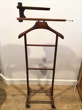 Vintage SPQR Made in Italy Wood Valet Butler Stand Cufflink Tray w/ Casters Rare