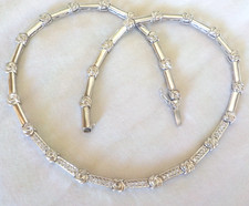 14K White Gold Statement Link Collar Diamond Necklace - 37.8 gms, 17.6 inch