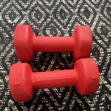 Physio 4kg Neoprene Fixed Weight Dumbbells Pair, Red (2 x Dumbbells)