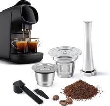 Big & Small Cup Stainless Steel Reusable Coffee Capsules Compatible with L'OR Ba