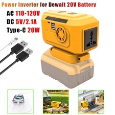 200W 220V Power Inverter Compatible with DeWALT 20V Battery, 3-Port USB Charger