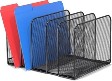 5 Section Desk File Holder/Rack/Sorter Mesh File Organizer File Folder Organizer