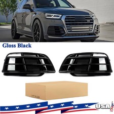 Front Fog Light Grilles For 18-20 Audi Q5 S-line Sq5 Fog Lamp Cover Gloss Black Front Fog Light Grilles For 18-20 Audi Q5 S-line Sq5 Fog Lamp Cover Gloss Black