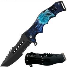 8.5" Tactical Snow Wolf Spring Assisted Folding Open Pocket Knife Blade