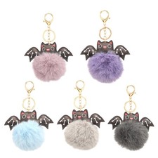 Halloween Bat Keychain Animal Keychain Cute Plush Ball Keyring Charm