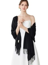 Pashmina Shawls and Wraps For Evening Dress Soft Warm Scarf for Women 01 Black