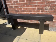 Solid Rustic Oak Bench Dark Stained Finish Wooden Seat