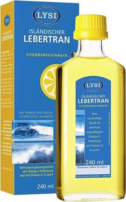   LYSI ISLÄNDISCHER LEBERTRAN mit OMEGA-3 Vitamin,  Zitronengeschmack 240 ml  