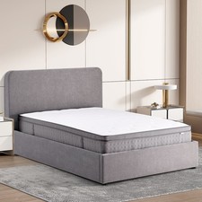Image of Ascot Fabric Ottoman Storage King Size Bed In Grey