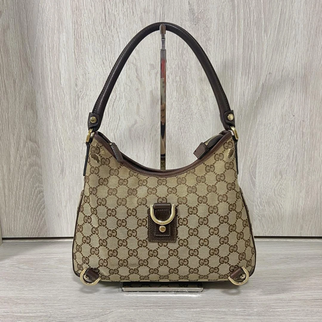 Sac bandoulière GUCCI fourre tout Abbey GG cuir toile beige #PGE5PI