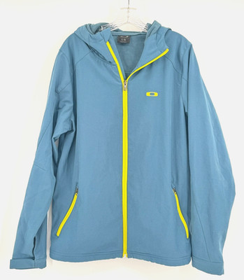 Oakley Mens Blue Green Trim Athletic Full Zip Hooded Skiing Jacket Sz L