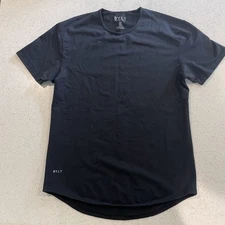 BYLT Shirt Mens Large Black Drop Cut CrewNeck Performance Curve Hem Athleisure