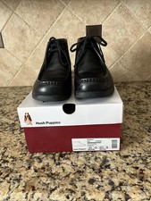 Men  s Hush Puppies Bridgeport Black Leather 9.5M US