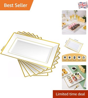 Vielseitige 6-teilige weiß & gold Kunststoffschalen - perfekt für Snacks & Desserts