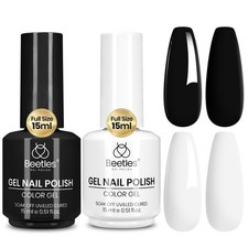 Beetles Black White Gel Polish Set, 2Pcs 15ML French Nails Soak Off UV LED Gel