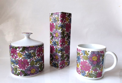 KPM Royal Porzellan Bavaria Set 3tlg Vase Deckeldose Tasse Vintage Blumenmuster