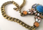 Joan Rivers Gold Tone Navette Rhinestones Cabochon Pendant Chain Necklace — photo 5