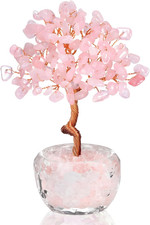 Albero Di Cristallo Di Quarzo Rosa Fatto a Mano, Albero Di Pietre Preziose Curat