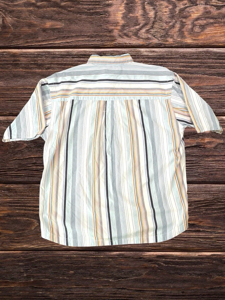 Camisa abotonada vintage Sean John blanca naranja azul a rayas para hombre XXL Hip Hop Y2K Foto 2 de 4