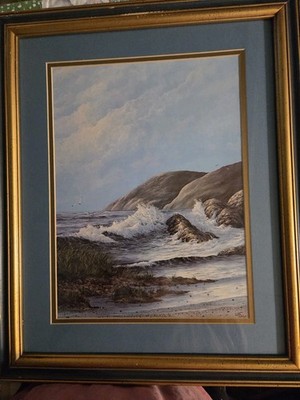Clyde Owens Seascape Painting Framed And Signed